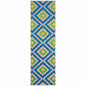 2' X 8' Blue and Beige Geometric Stain Resistant Indoor Outdoor Area Rug