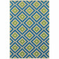 7' X 10' Blue and Beige Geometric Stain Resistant Indoor Outdoor Area Rug