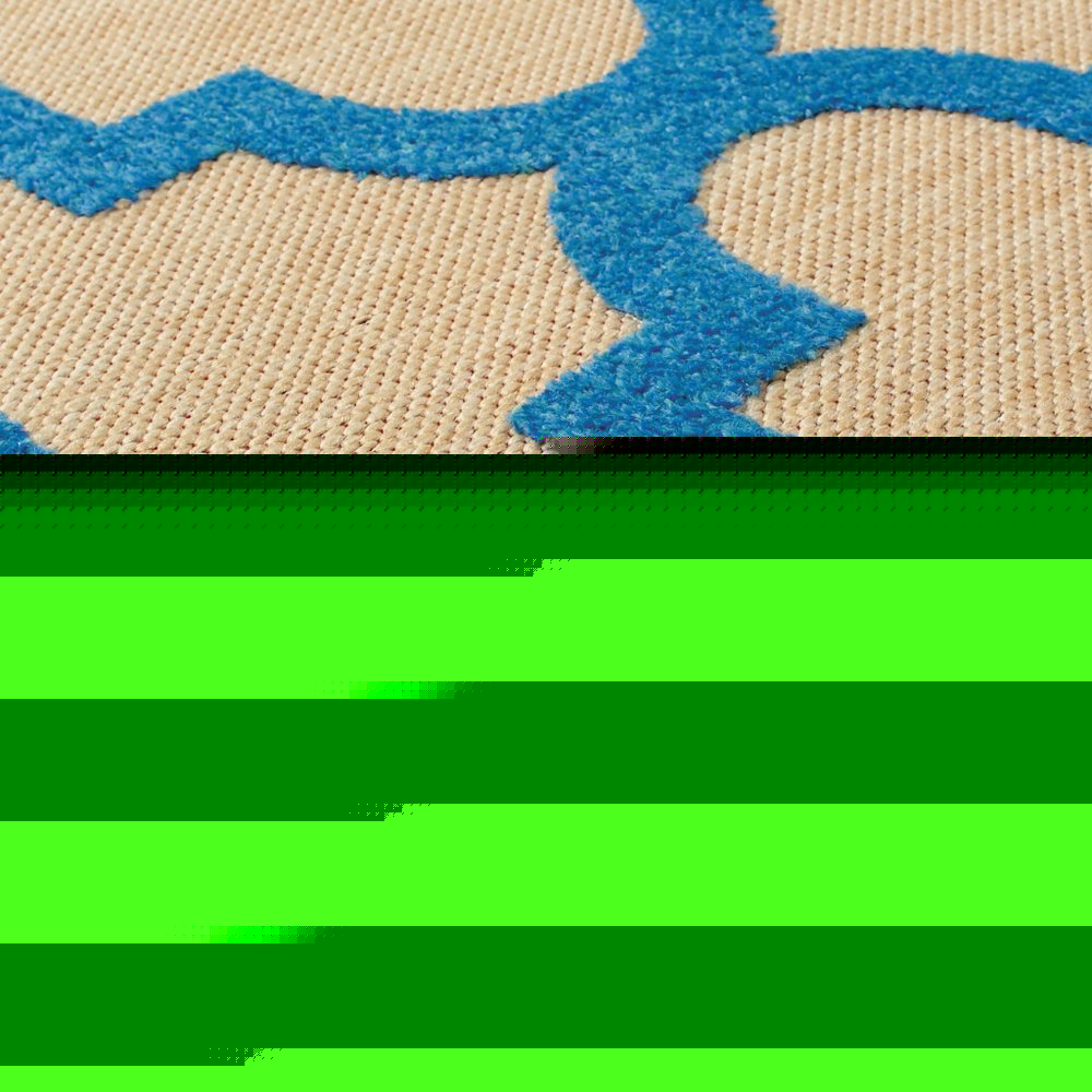 10' X 13' Blue and Beige Geometric Stain Resistant Indoor Outdoor Area Rug