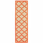 2' X 8' Orange Geometric Stain Resistant Indoor Outdoor Area Rug