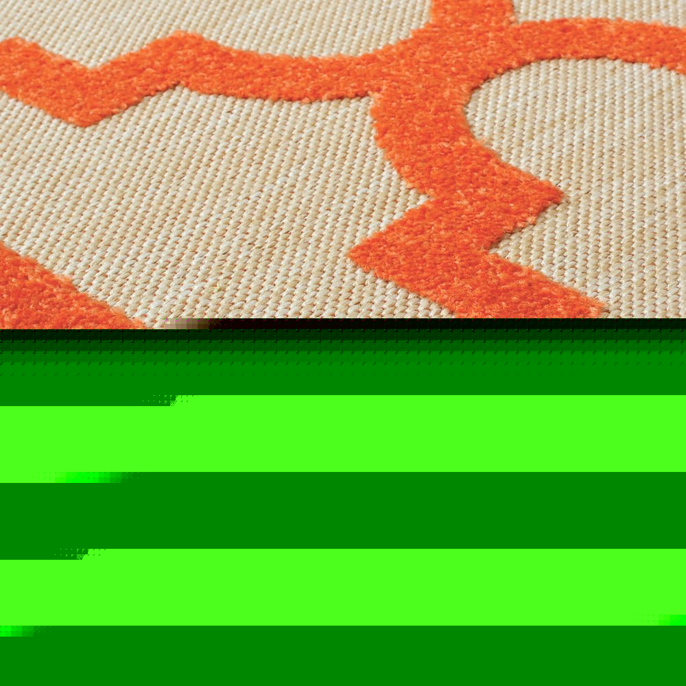 2' X 8' Orange Geometric Stain Resistant Indoor Outdoor Area Rug