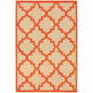 10' X 13' Orange Geometric Stain Resistant Indoor Outdoor Area Rug
