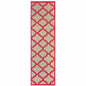 2' X 8' Red Geometric Stain Resistant Indoor Outdoor Area Rug