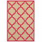 4' X 5' Red Geometric Stain Resistant Indoor Outdoor Area Rug