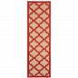 2' X 8' Red Geometric Stain Resistant Indoor Outdoor Area Rug