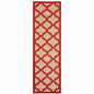 2' X 8' Red Geometric Stain Resistant Indoor Outdoor Area Rug
