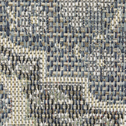 10' X 13' Blue and Green Oriental Stain Resistant Indoor Outdoor Area Rug