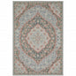 10' X 13' Blue Oriental Stain Resistant Indoor Outdoor Area Rug
