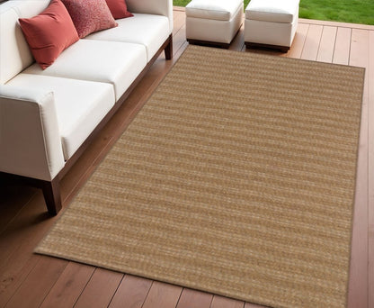 4' X 6' Tan Striped Stain Resistant Indoor Outdoor Area Rug