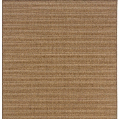 9' X 13' Tan Striped Stain Resistant Indoor Outdoor Area Rug