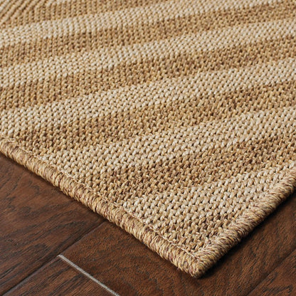 4' X 6' Tan Geometric Stain Resistant Indoor Outdoor Area Rug