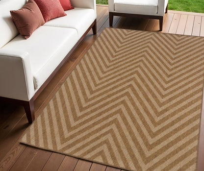 4' X 6' Tan Geometric Stain Resistant Indoor Outdoor Area Rug