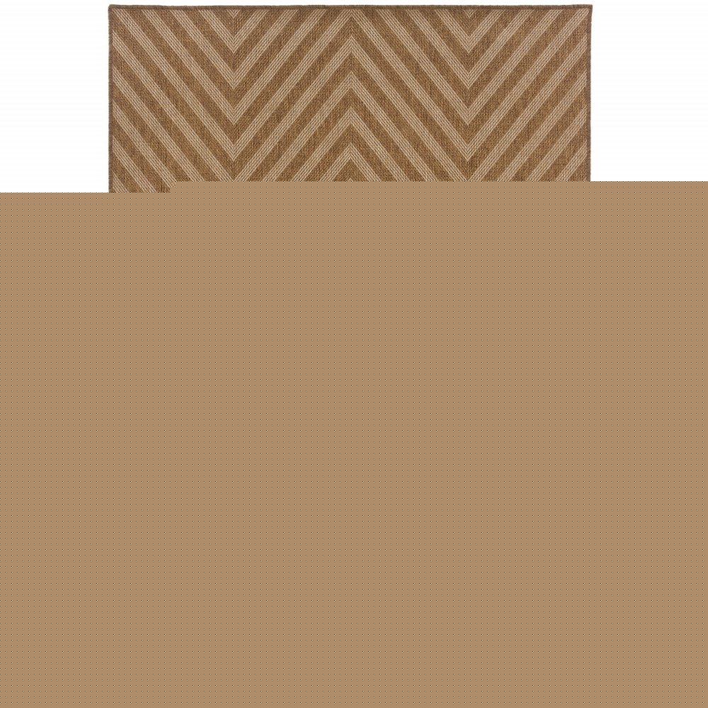 5' X 8' Tan Geometric Stain Resistant Indoor Outdoor Area Rug