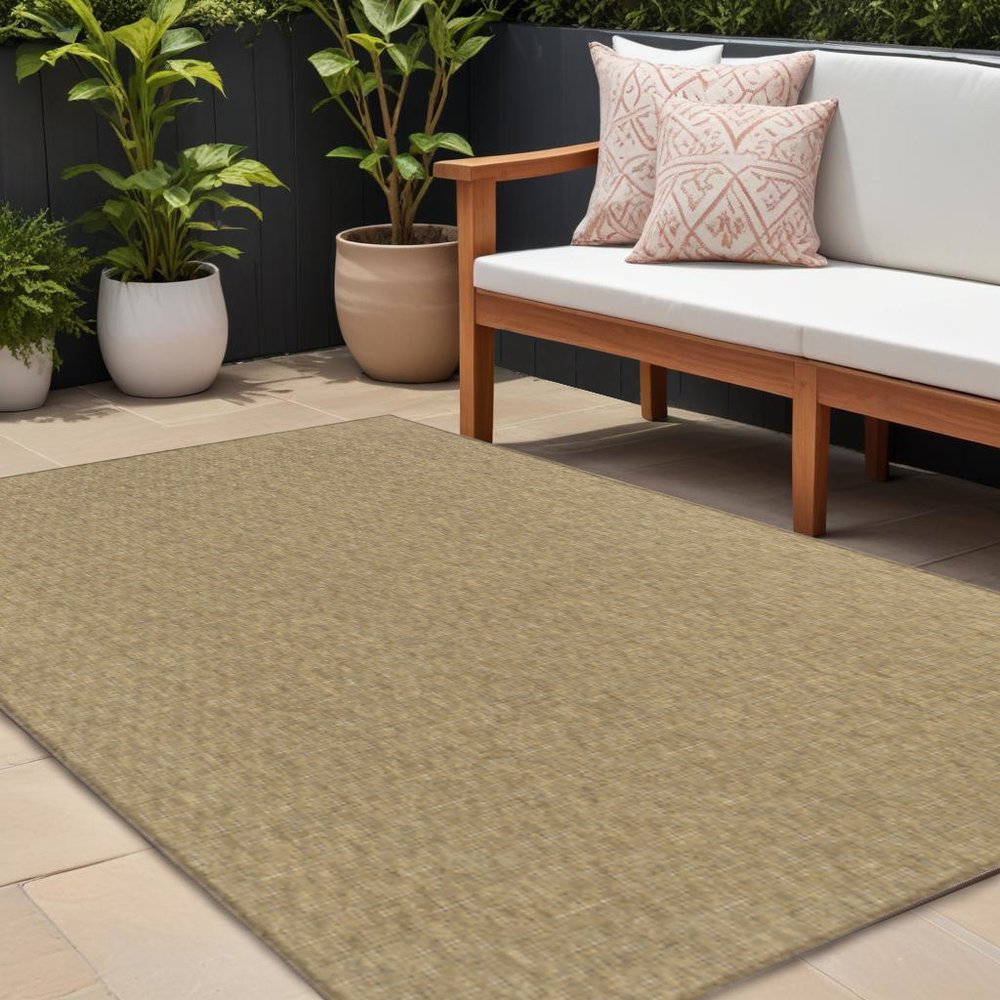 7' X 10' Tan Stain Resistant Indoor Outdoor Area Rug