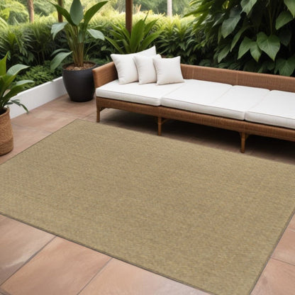 8' X 11' Tan Stain Resistant Indoor Outdoor Area Rug