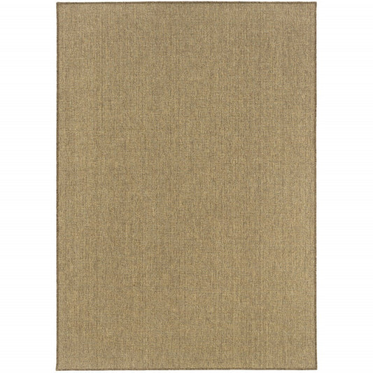9' X 13' Tan Stain Resistant Indoor Outdoor Area Rug