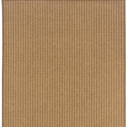 5' X 8' Tan Striped Stain Resistant Indoor Outdoor Area Rug