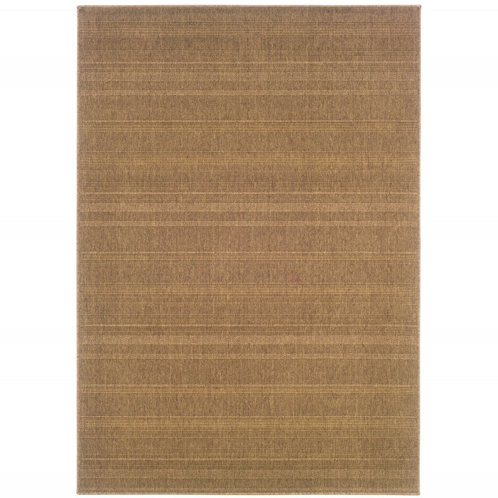 9' X 13' Tan Stain Resistant Indoor Outdoor Area Rug