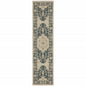 2' X 8' Gray Oriental Stain Resistant Indoor Outdoor Area Rug