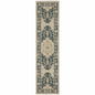 2' X 8' Gray Oriental Stain Resistant Indoor Outdoor Area Rug