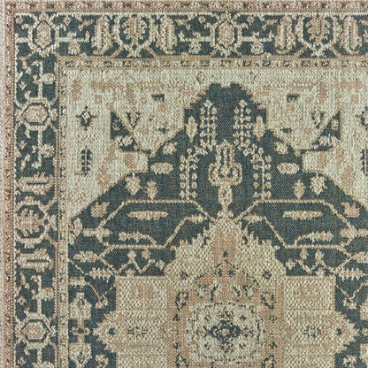 5' X 7' Gray Oriental Stain Resistant Indoor Outdoor Area Rug