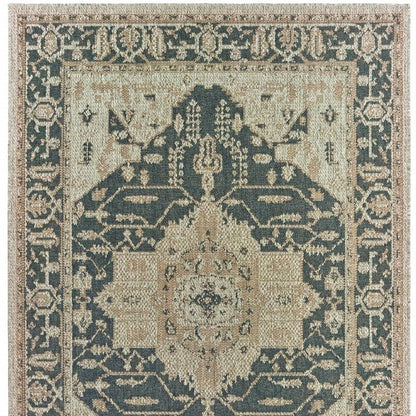 5' X 7' Gray Oriental Stain Resistant Indoor Outdoor Area Rug
