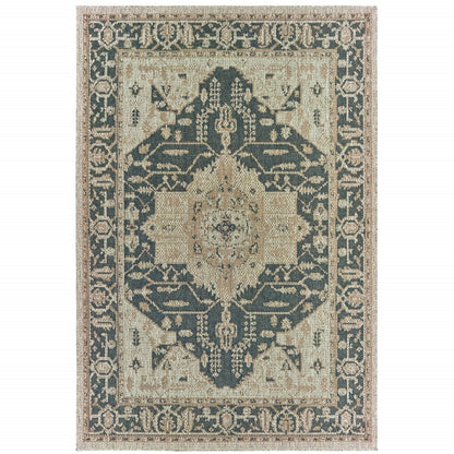 5' X 7' Gray Oriental Stain Resistant Indoor Outdoor Area Rug