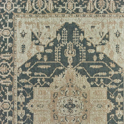 7' X 9' Gray Oriental Stain Resistant Indoor Outdoor Area Rug