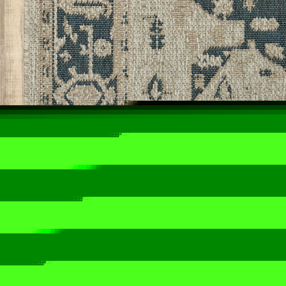 7' X 9' Gray Oriental Stain Resistant Indoor Outdoor Area Rug