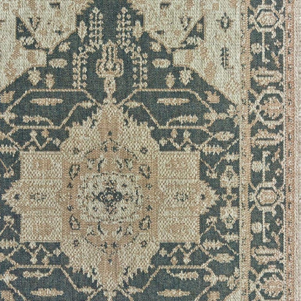 8' X 10' Gray Oriental Stain Resistant Indoor Outdoor Area Rug