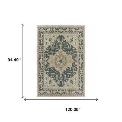 8' X 10' Gray Oriental Stain Resistant Indoor Outdoor Area Rug