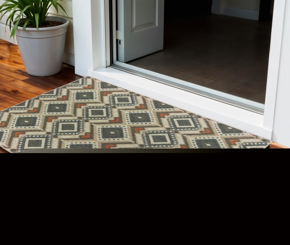 3' X 5' Gray Geometric Stain Resistant Indoor Outdoor Area Rug