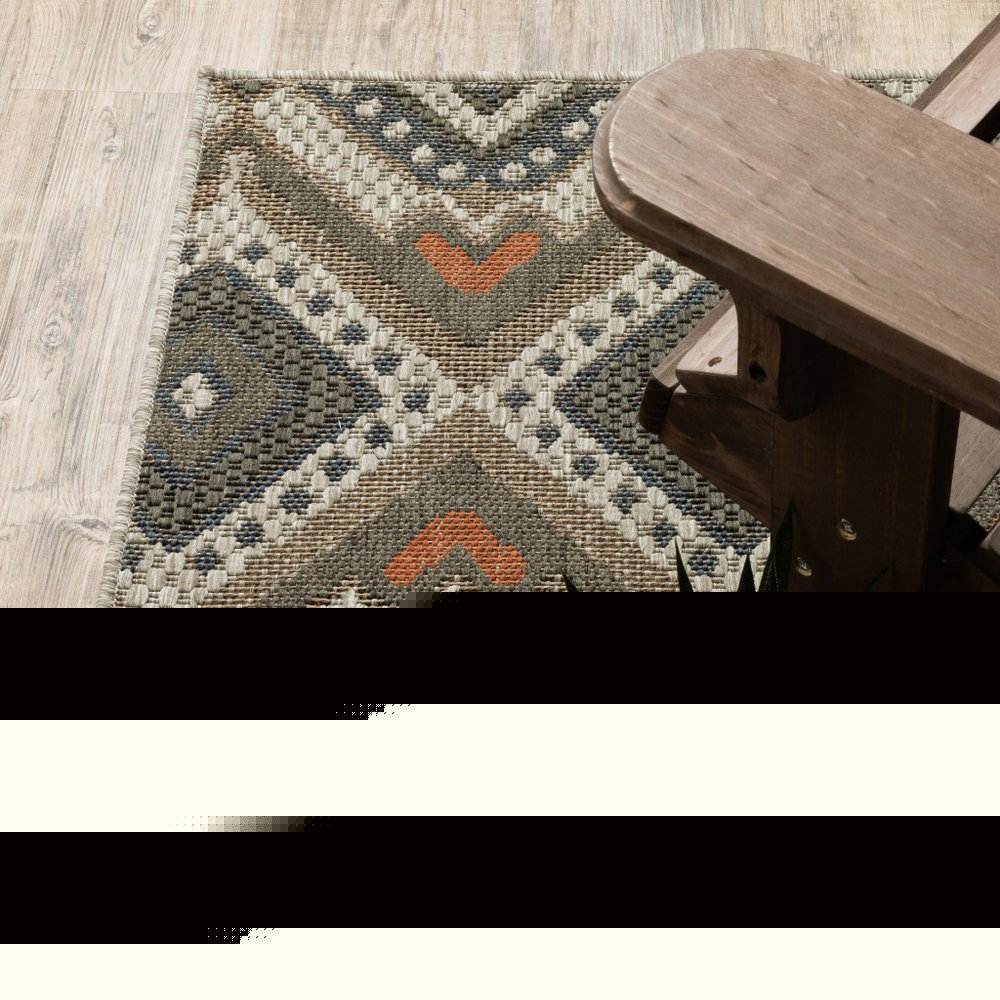 3' X 5' Gray Geometric Stain Resistant Indoor Outdoor Area Rug