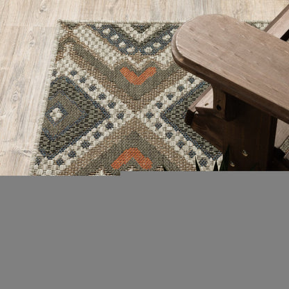 3' X 5' Gray Geometric Stain Resistant Indoor Outdoor Area Rug