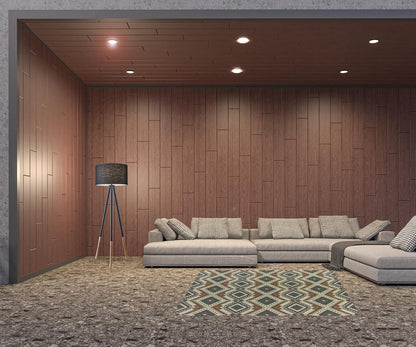 5' X 7' Gray Geometric Stain Resistant Indoor Outdoor Area Rug