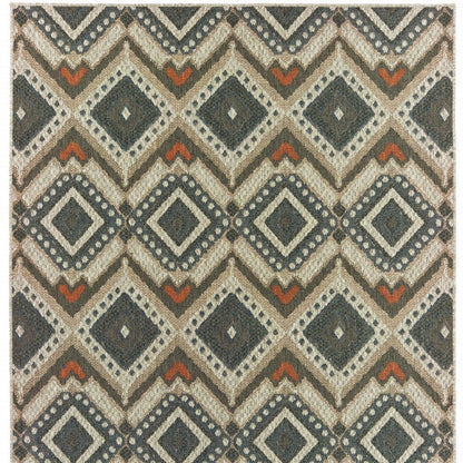 5' X 7' Gray Geometric Stain Resistant Indoor Outdoor Area Rug