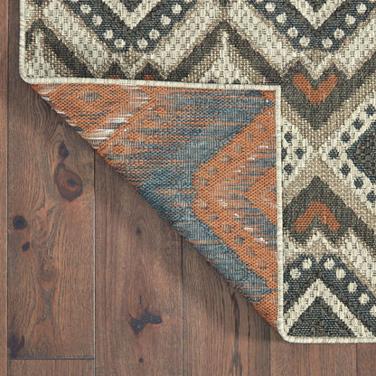 5' X 7' Gray Geometric Stain Resistant Indoor Outdoor Area Rug