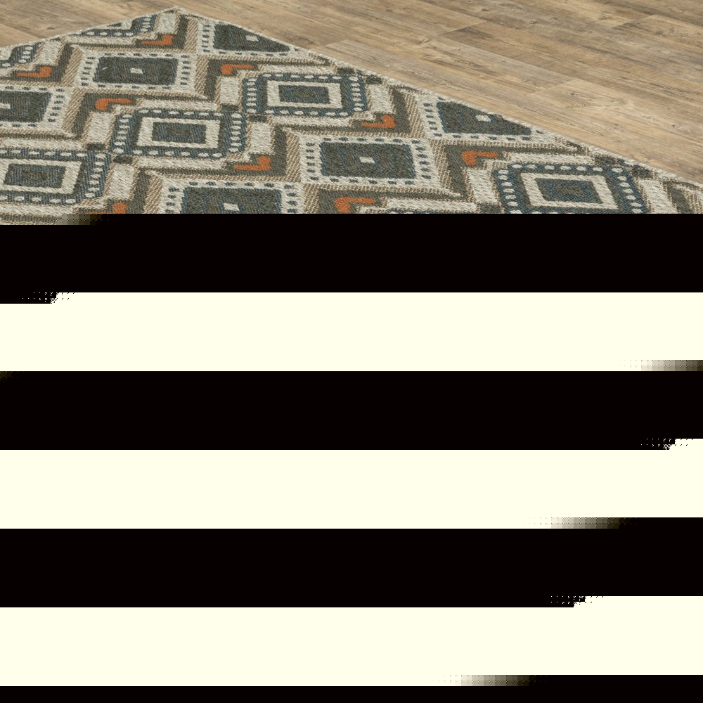 8' x 10' Gray Geometric Stain Resistant Indoor Outdoor Area Rug