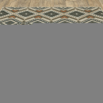 8' x 10' Gray Geometric Stain Resistant Indoor Outdoor Area Rug