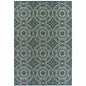 5' X 7' Blue and Gray Geometric Stain Resistant Indoor Outdoor Area Rug