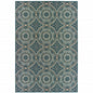 7' X 9' Blue and Gray Geometric Stain Resistant Indoor Outdoor Area Rug