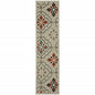 2' X 8' Gray Geometric Stain Resistant Indoor Outdoor Area Rug