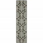 2' X 8' Gray Floral Stain Resistant Indoor Outdoor Area Rug