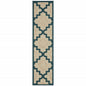 2' X 8' Blue and Gray Geometric Stain Resistant Indoor Outdoor Area Rug