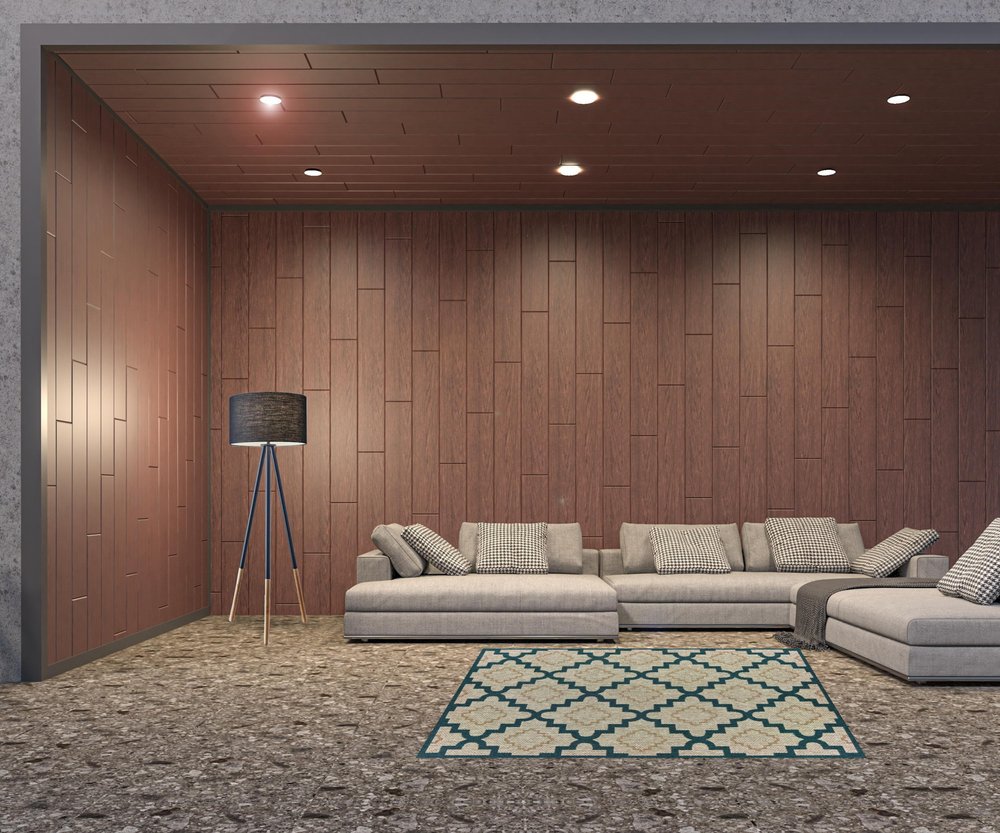 5' X 7' Blue and Gray Geometric Stain Resistant Indoor Outdoor Area Rug