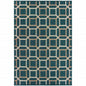 3' X 5' Blue and Gray Geometric Stain Resistant Indoor Outdoor Area Rug