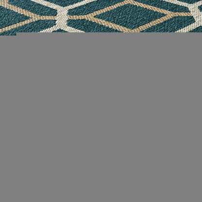 3' X 5' Blue and Gray Geometric Stain Resistant Indoor Outdoor Area Rug