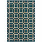10' X 13' Blue and Gray Geometric Stain Resistant Indoor Outdoor Area Rug
