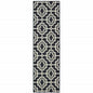 2' X 8' Black and Gray Geometric Stain Resistant Indoor Outdoor Area Rug