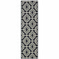 2' X 8' Black and Gray Geometric Stain Resistant Indoor Outdoor Area Rug